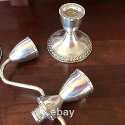 Vintage Pair Of Duchin Creations 925 Sterling Silver Three Candle Candelabras