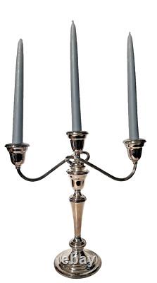 Vintage Pair Of GORHAM Weighted Silver Plate Colonial Tri Candelabras YC 3032