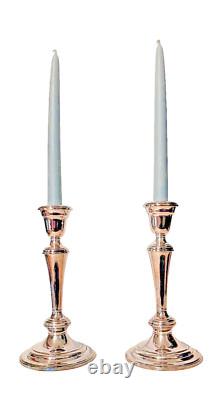 Vintage Pair Of GORHAM Weighted Silver Plate Colonial Tri Candelabras YC 3032