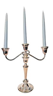Vintage Pair Of GORHAM Weighted Silver Plate Colonial Tri Candelabras YC 3032