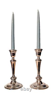 Vintage Pair Of GORHAM Weighted Silver Plate Colonial Tri Candelabras YC 3032