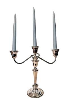 Vintage Pair Of GORHAM Weighted Silver Plate Colonial Tri Candelabras YC 3032