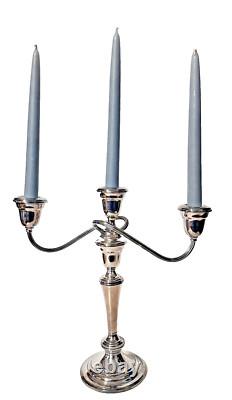 Vintage Pair Of GORHAM Weighted Silver Plate Colonial Tri Candelabras YC 3032
