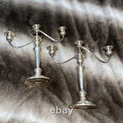 Vintage Pair Of Gorham Silver Plated Tarnished #YC3030 3 Light Candle Candelabro
