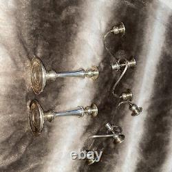 Vintage Pair Of Gorham Silver Plated Tarnished #YC3030 3 Light Candle Candelabro