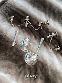 Vintage Pair Of Gorham Silver Plated Tarnished #YC3030 3 Light Candle Candelabro