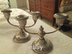 Vintage Pair Of Gorham Sterling Silver Cement Filled And Reinforced Candelabras