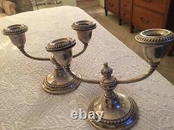 Vintage Pair Of Gorham Sterling Silver Cement Filled And Reinforced Candelabras