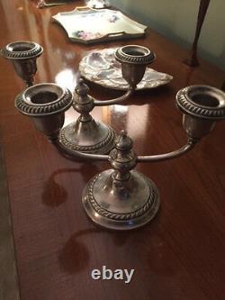 Vintage Pair Of Gorham Sterling Silver Cement Filled And Reinforced Candelabras