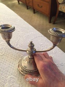 Vintage Pair Of Gorham Sterling Silver Cement Filled And Reinforced Candelabras