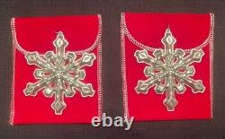 Vintage Pair Of Gorham Sterling Silver Plated Snowflake Ornaments 1980