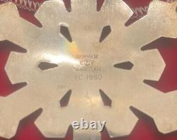 Vintage Pair Of Gorham Sterling Silver Plated Snowflake Ornaments 1980