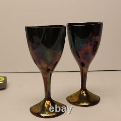Vintage Pair Of Heart Shaped Silver Plated Champagne Goblets