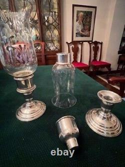 Vintage Pair Of International Sterling Console Candle Holders With Chimneys