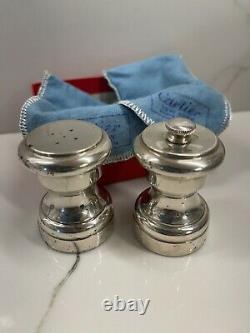 Vintage Pair Of Italian Cartier Sterling Silver Salt And Pepper Shakers Weighted