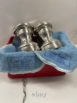 Vintage Pair Of Italian Cartier Sterling Silver Salt And Pepper Shakers Weighted