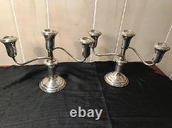 Vintage Pair Of Reed & Barton Sterling Silver 3-light Candelabras