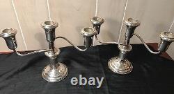 Vintage Pair Of Reed & Barton Sterling Silver 3-light Candelabras