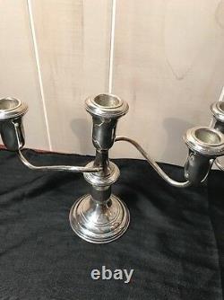 Vintage Pair Of Reed & Barton Sterling Silver 3-light Candelabras