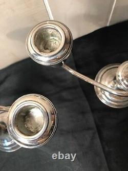 Vintage Pair Of Reed & Barton Sterling Silver 3-light Candelabras