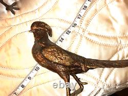 Vintage Pair Of Silver Bronze Pncw Pheasants Mating Pair Free USA Shipping