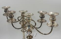 Vintage Pair Of Silver On Copper Nouveau Three-light Candelabras / Candle Holder