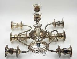 Vintage Pair Of Silver On Copper Nouveau Three-light Candelabras / Candle Holder