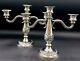 Vintage Pair Of Silver Plate Three Arm Candlesticks 7 1/2