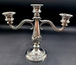 Vintage Pair Of Silver Plate Three Arm Candlesticks 7 1/2