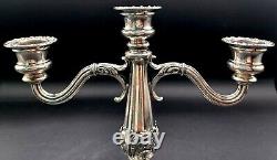 Vintage Pair Of Silver Plate Three Arm Candlesticks 7 1/2