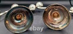 Vintage Pair Of Silver Plate Three Arm Candlesticks 7 1/2