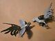 Vintage Pair Of Silver Plated Cockeral Roosters Fighting. Sculpture. Italian