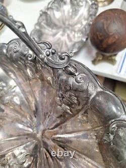 Vintage Pair Of Silver Plated Fruit Dishs With Handles Perfect Condition