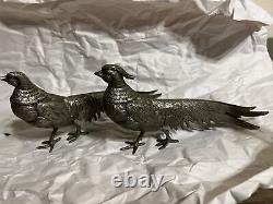 Vintage Pair Of Silver Plated Pheasants