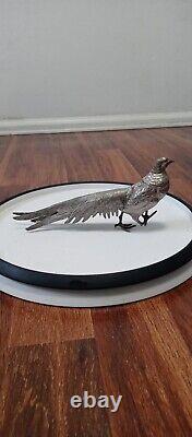 Vintage Pair Of Silver Plated Pheasants made in Italy