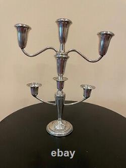 Vintage Pair Of Sterling Silver 5 Lite Candelabra Candlesticks