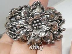 Vintage Pair Of Sterling Silver Floral Cuff Bracelets