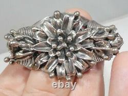Vintage Pair Of Sterling Silver Floral Cuff Bracelets