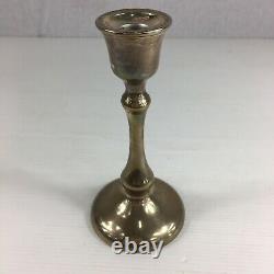 Vintage Pair Of Sterling Silver Weighted Candlesticks 15.5cm In Height