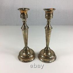 Vintage Pair Of Sterling Silver Weighted Candlesticks 21cm In Height