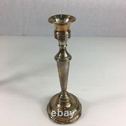 Vintage Pair Of Sterling Silver Weighted Candlesticks 21cm In Height