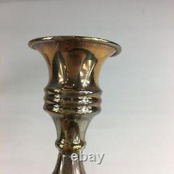 Vintage Pair Of Sterling Silver Weighted Candlesticks 21cm In Height