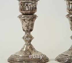 Vintage Pair Of Sterling Silver Weighted large Candle Holders Hallmark