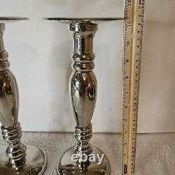 Vintage Pair Of Tall Sterling Silver Candlesticks 11 1/2