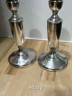 Vintage Pair Of Towle Sterling Silver Candlesticks Weighted Reinforced 035