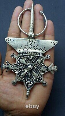 Vintage Pair Of Tribal Moroccan Silver Tone Ethnic Fibula Pin Brooch Berber 5.7
