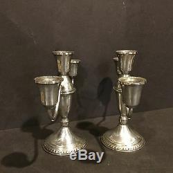 Vintage Pair Of Weighted Duchin Creation Sterling Silver Candleholders 3 Cup
