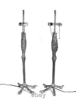Vintage Pair Ostrich Leg Table Lamps Cast Aluminum After P. E. Guerin