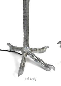 Vintage Pair Ostrich Leg Table Lamps Cast Aluminum After P. E. Guerin