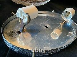 Vintage Pair Oval SHERLE WAGNER Chrome Crystal Bead Light flush Fixtures